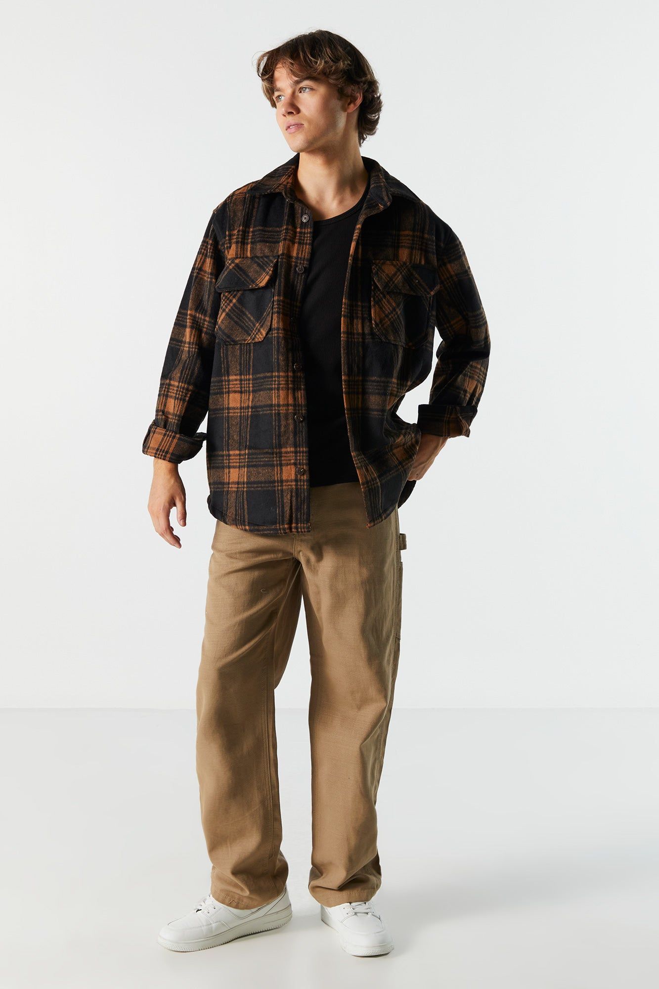 Double Pocket Plaid Shacket sold by Charlotte Russe product image thumbnail 3