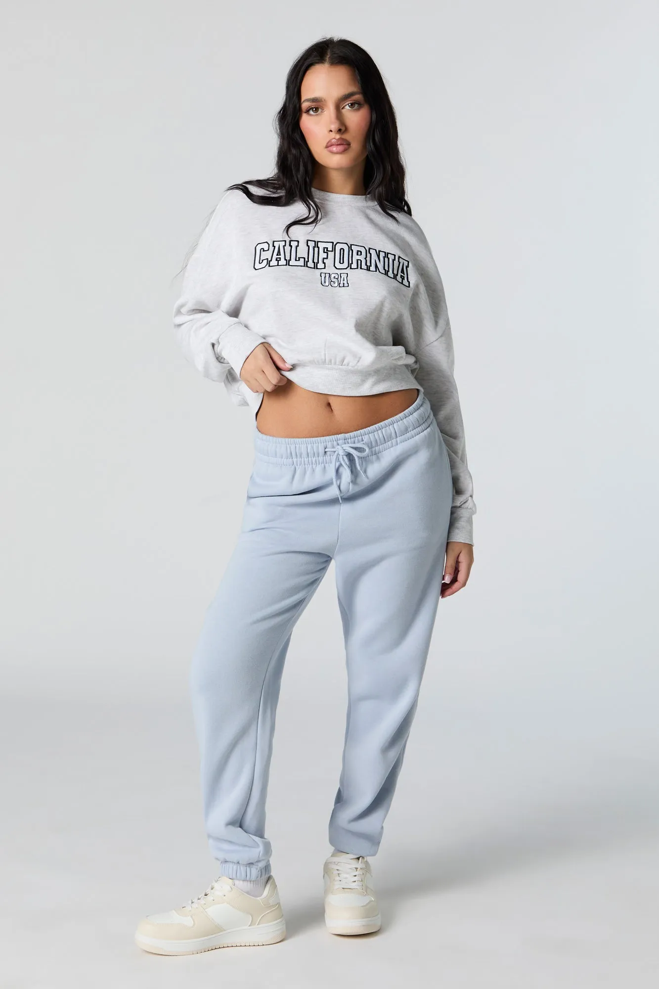 California Embroidered Cropped Fleece Sweatshirt sold by Charlotte Russe product image thumbnail 3