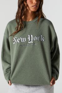 New York Twill Embroidered Sweatshirt sold by Charlotte Russe