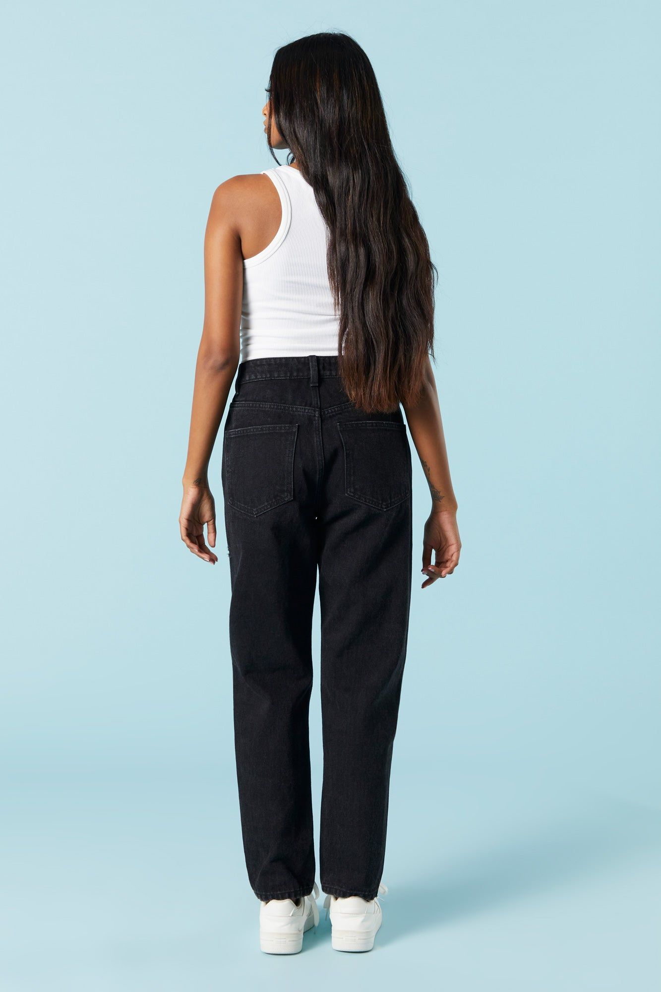 Black Wash Distressed Mom Jean sold by Charlotte Russe product image thumbnail 3