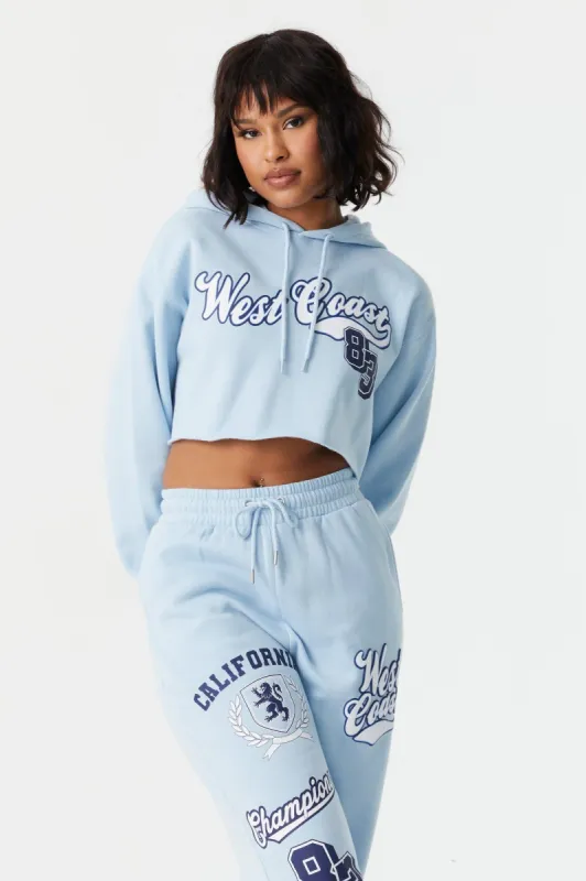 West Coast Graphic Cropped Fleece Hoodie sold by Charlotte Russe