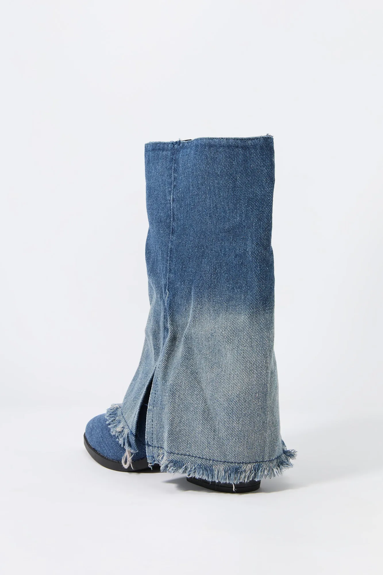 Denim Foldover Shaft Heeled Boot sold by Charlotte Russe product image thumbnail 3