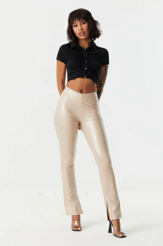 Faux-Leather Inside Slit Flare Pant sold by Charlotte Russe