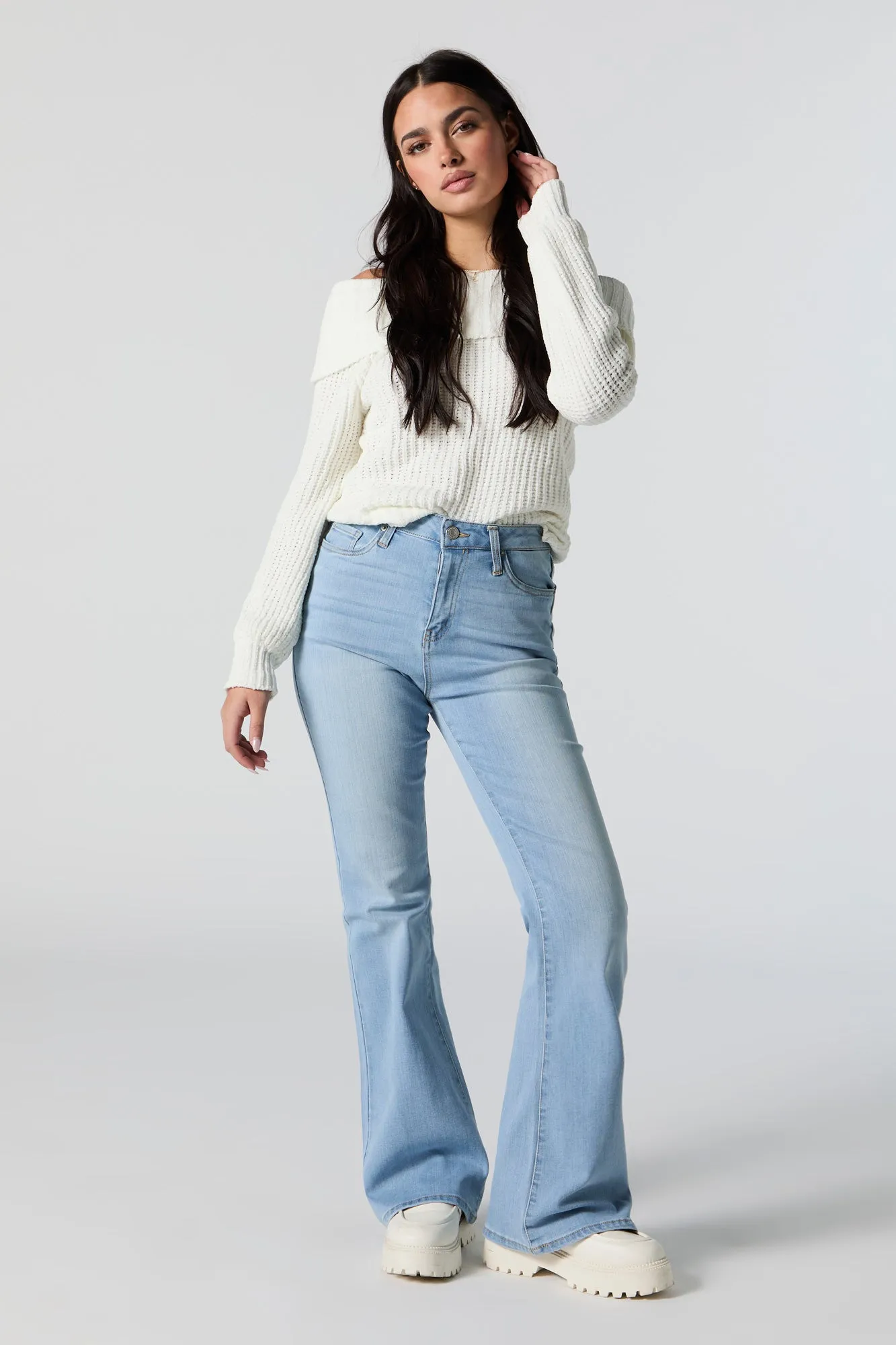 Austin High-Rise Light Wash Flare Jean sold by Charlotte Russe