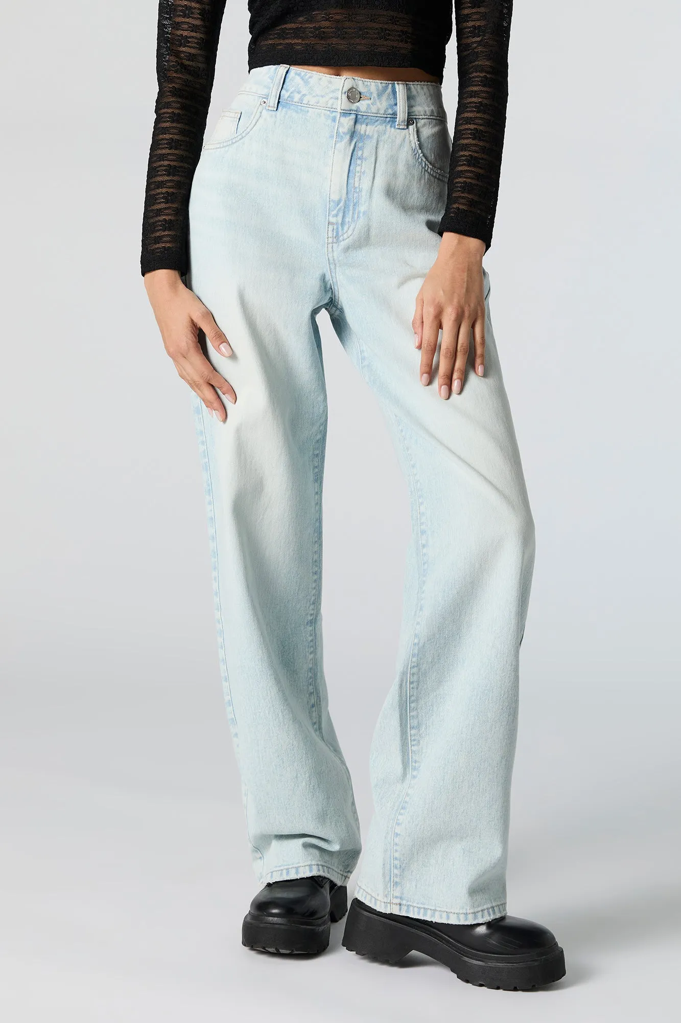 Light Vintage Wash High Rise Wide Leg Jean sold by Charlotte Russe product image thumbnail 2