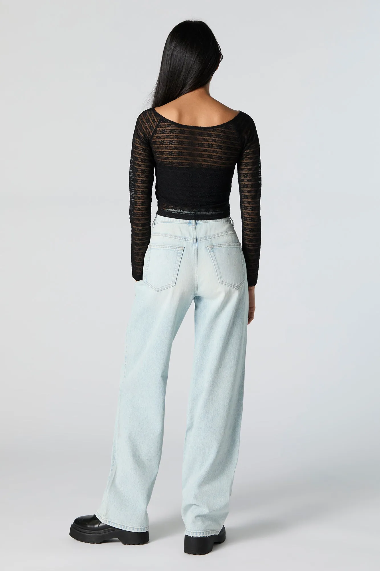 Light Vintage Wash High Rise Wide Leg Jean sold by Charlotte Russe product image thumbnail 3