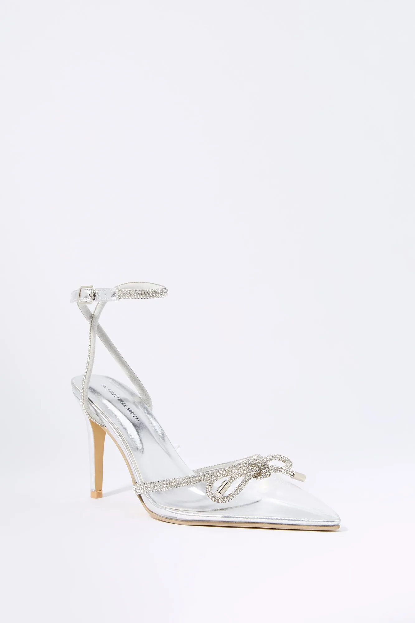 Rhinestone Bow Clear Pointed Heel sold by Charlotte Russe