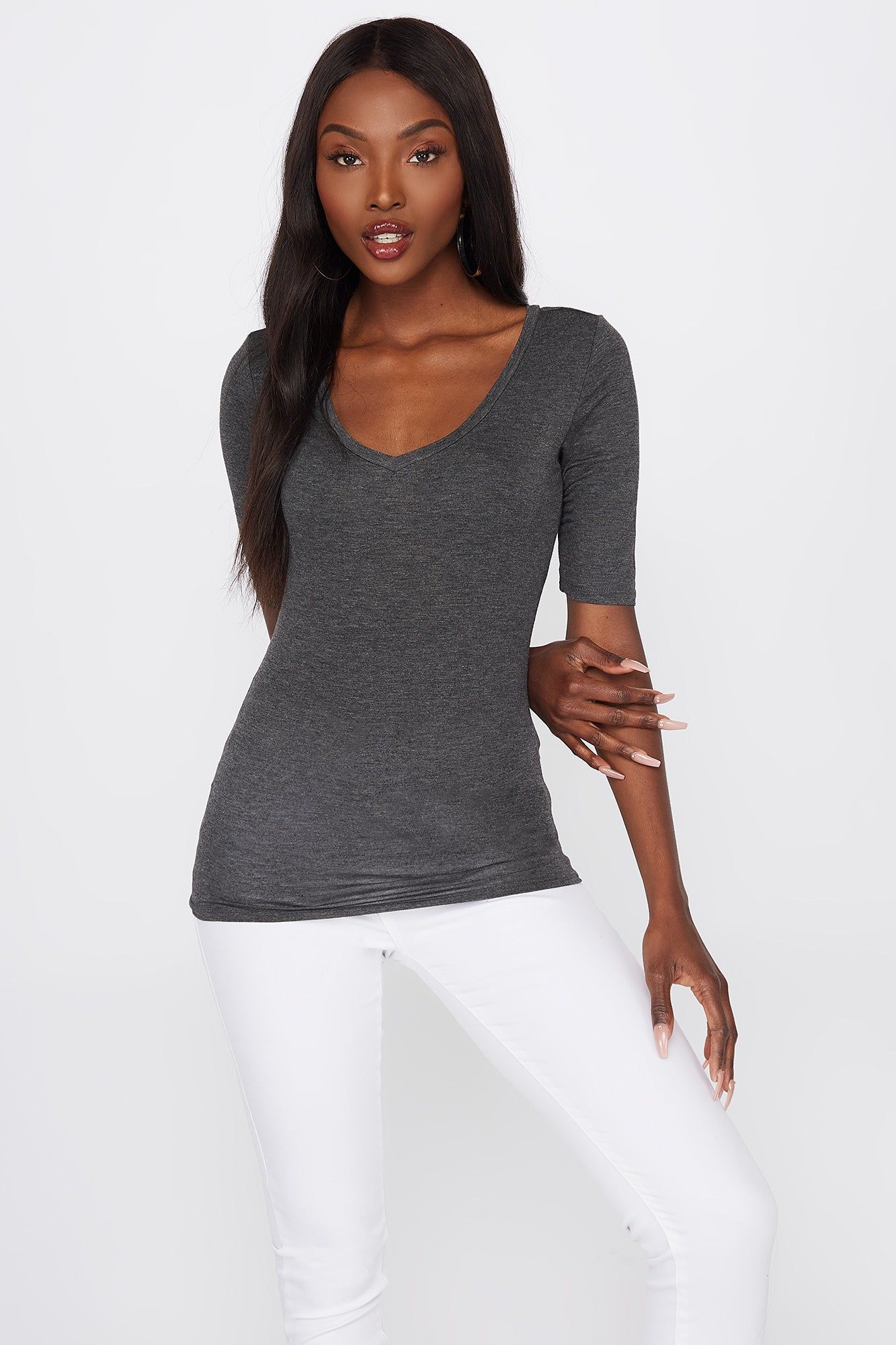 V-Neck T-Shirt sold by Charlotte Russe product image thumbnail 3