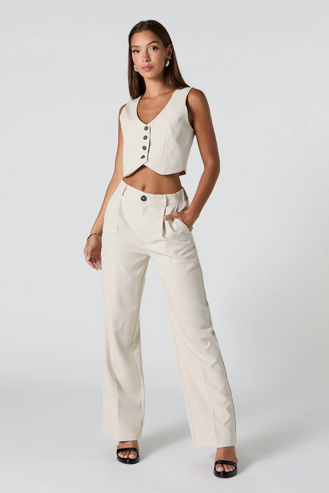 Elastic Waist Pleated Dress Pant sold by Charlotte Russe