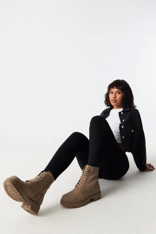 Lace-Up Lug Sole Boot sold by Charlotte Russe