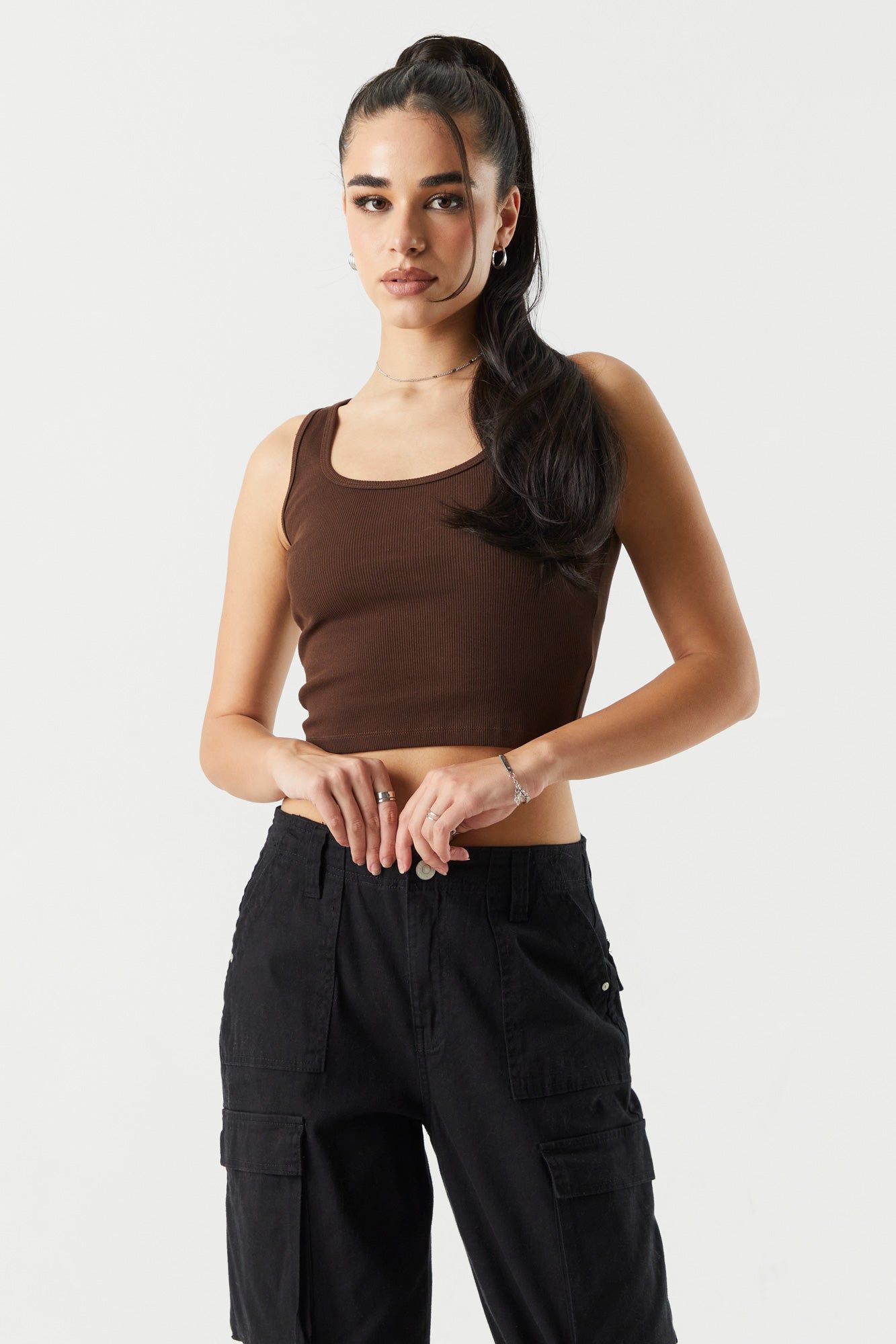 Ribbed Scoop Neck Cropped Tank sold by Charlotte Russe product image thumbnail 13