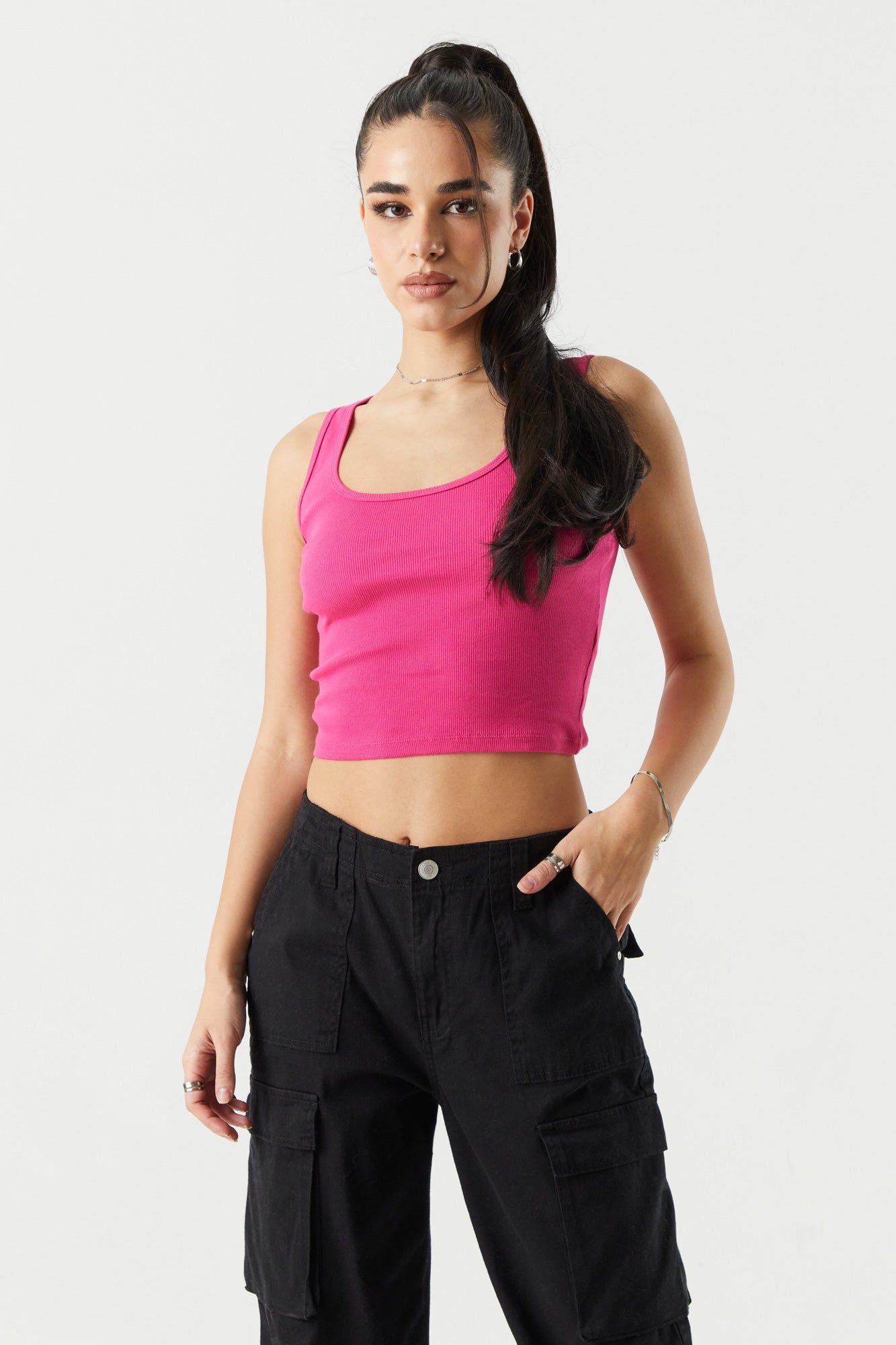 Ribbed Scoop Neck Cropped Tank sold by Charlotte Russe