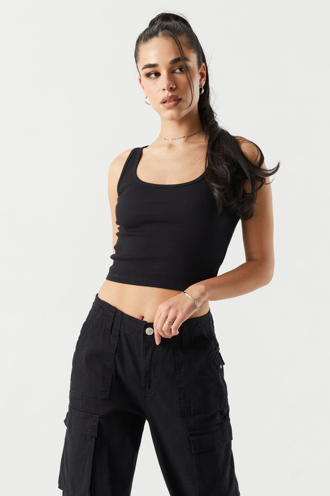 Ribbed Scoop Neck Cropped Tank sold by Charlotte Russe product image thumbnail 4