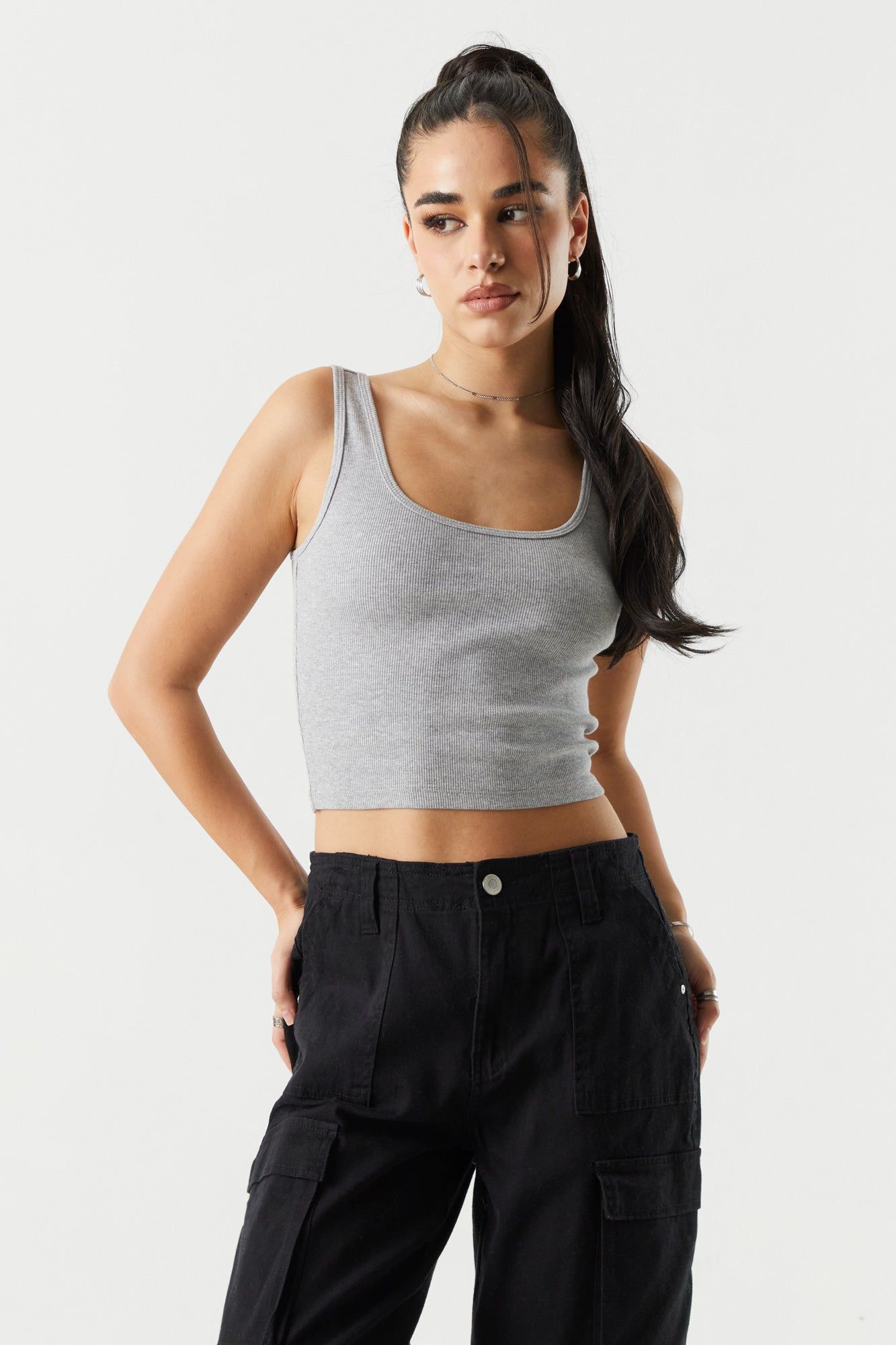 Ribbed Scoop Neck Cropped Tank sold by Charlotte Russe product image thumbnail 7