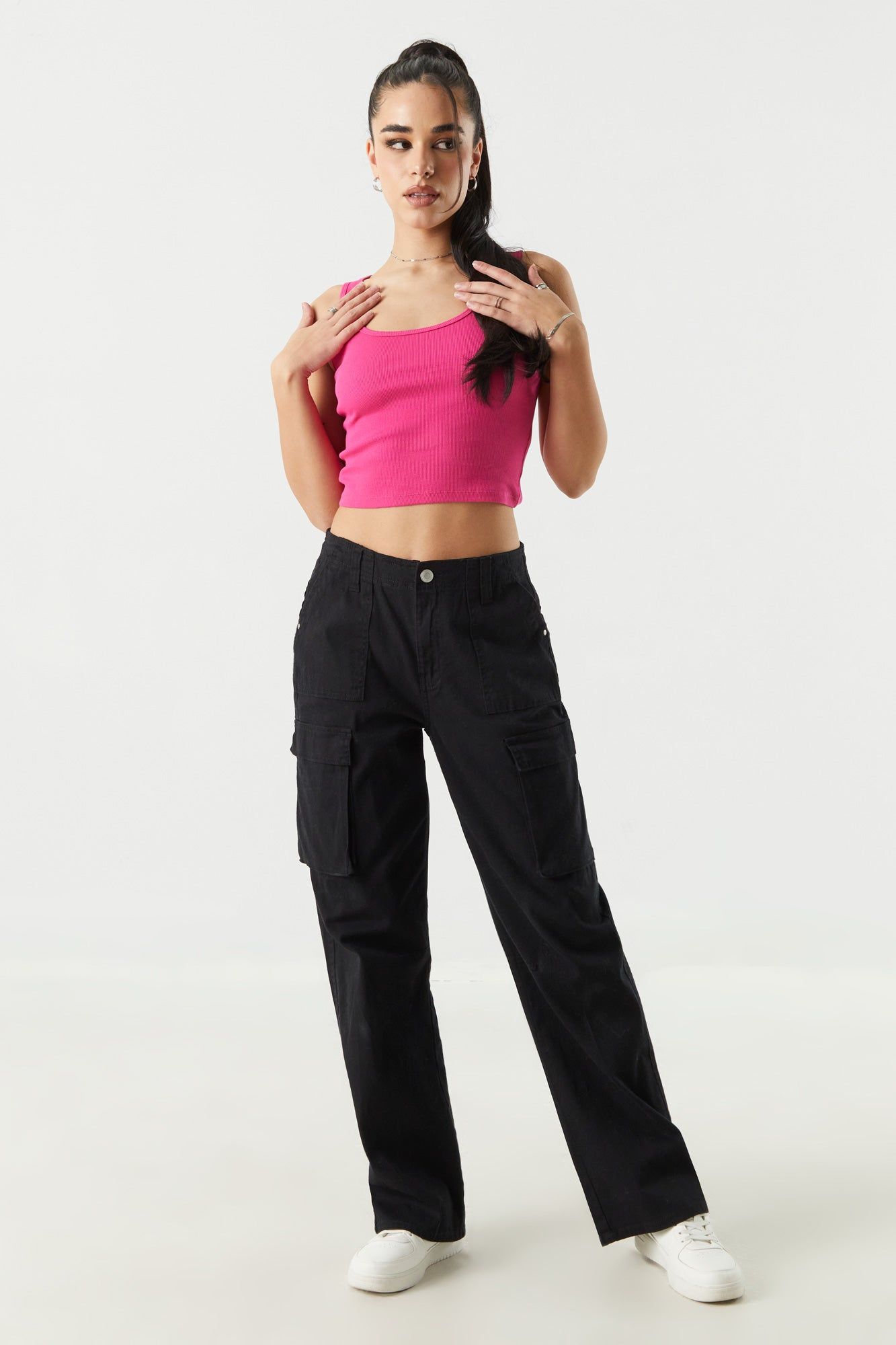 Ribbed Scoop Neck Cropped Tank sold by Charlotte Russe product image thumbnail 3