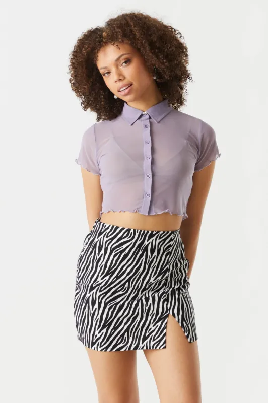 Zebra Print Crepe Knit Leg Slit Mini Skirt sold by Charlotte Russe
