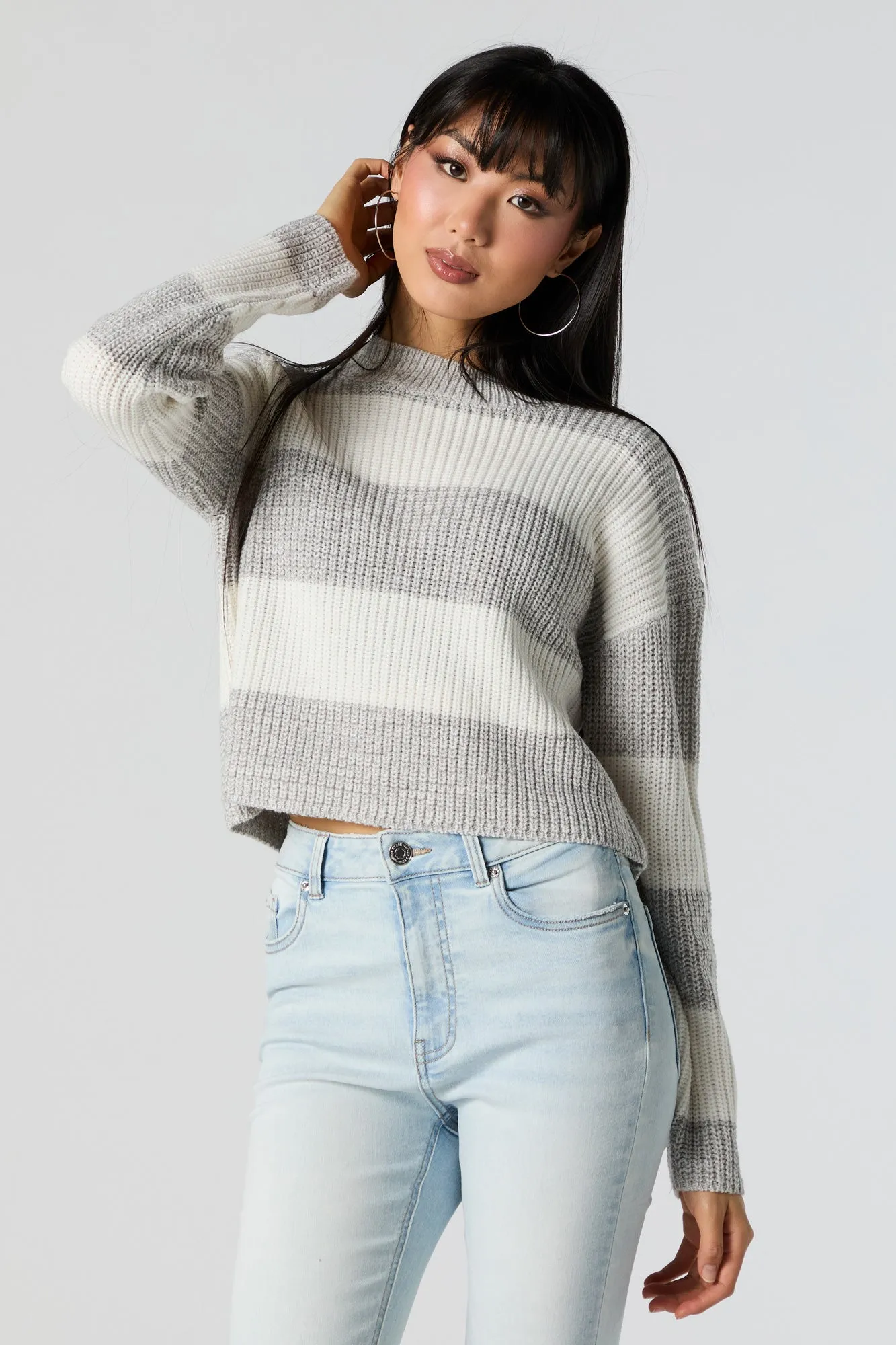 Striped Crew Neck Knit Sweater sold by Charlotte Russe product image thumbnail 4
