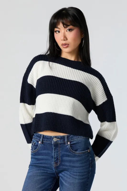 Striped Crew Neck Knit Sweater sold by Charlotte Russe