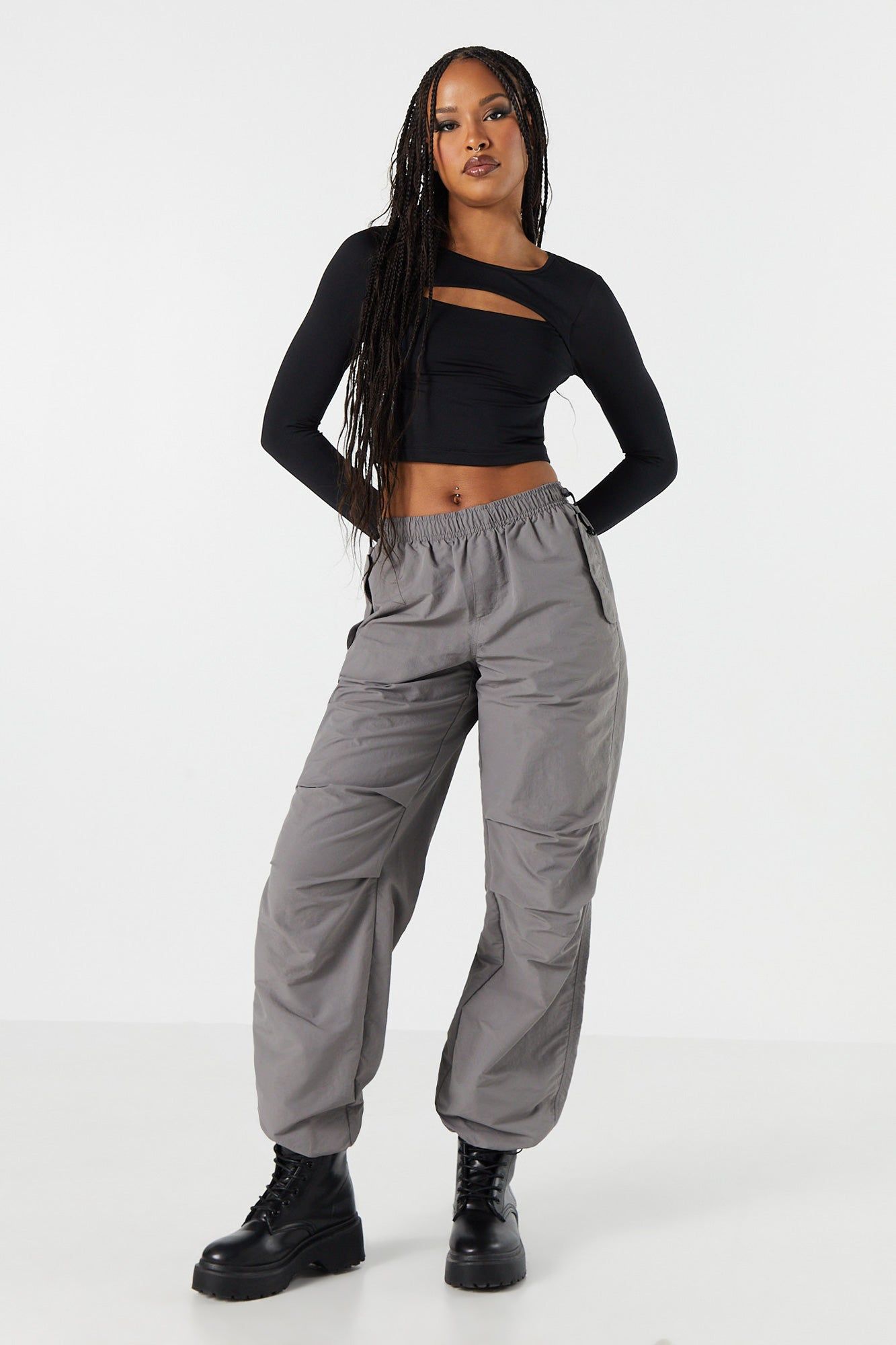 Contour Cut Out Long Sleeve Crop Top sold by Charlotte Russe product image thumbnail 4