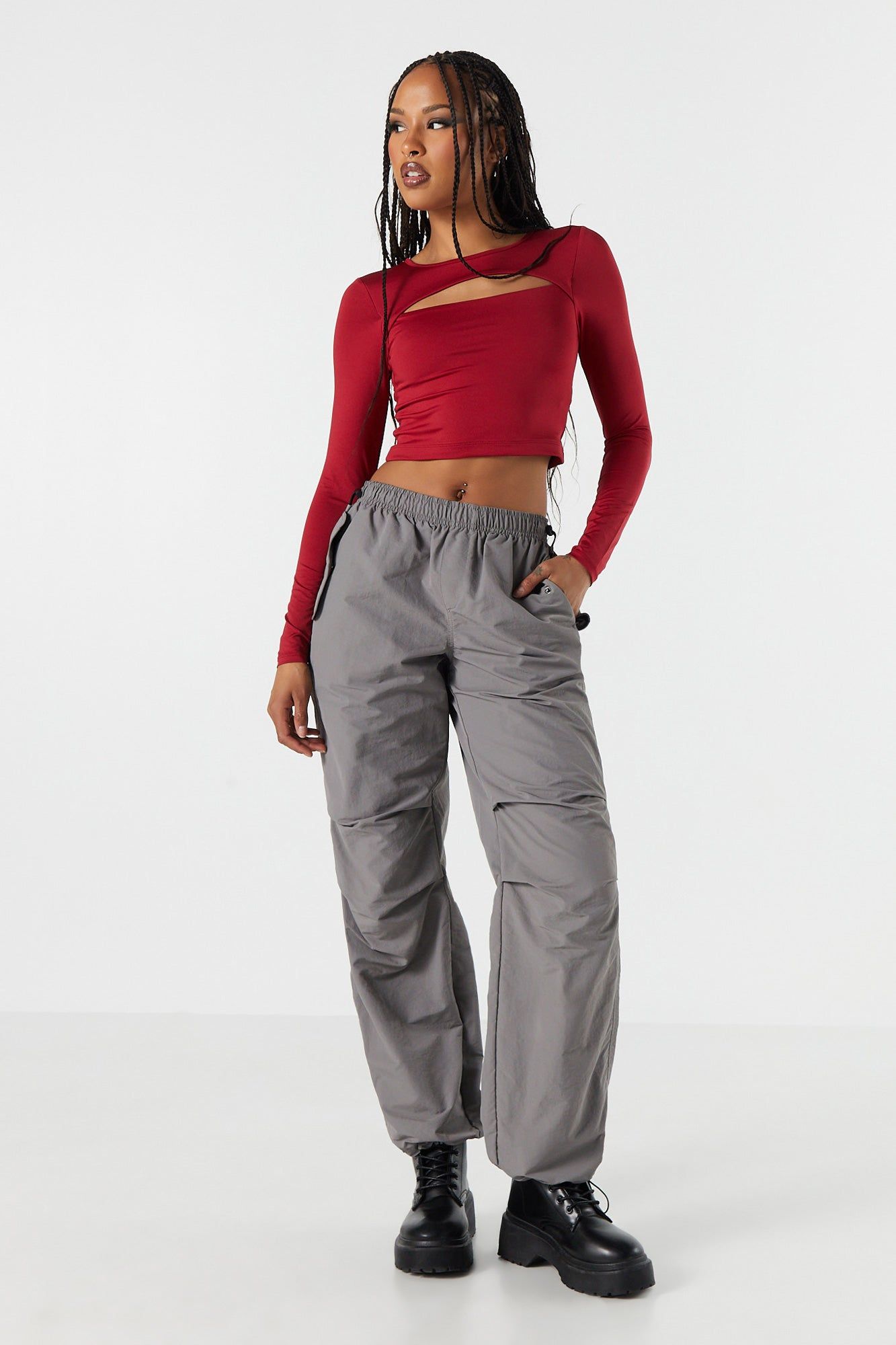 Contour Cut Out Long Sleeve Crop Top sold by Charlotte Russe product image thumbnail 12