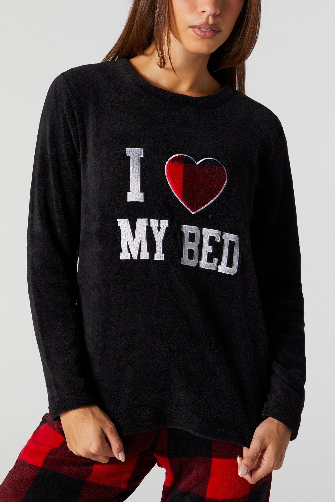 I Love My Bed 2 Piece Plush Pajama Set sold by Charlotte Russe product image thumbnail 8
