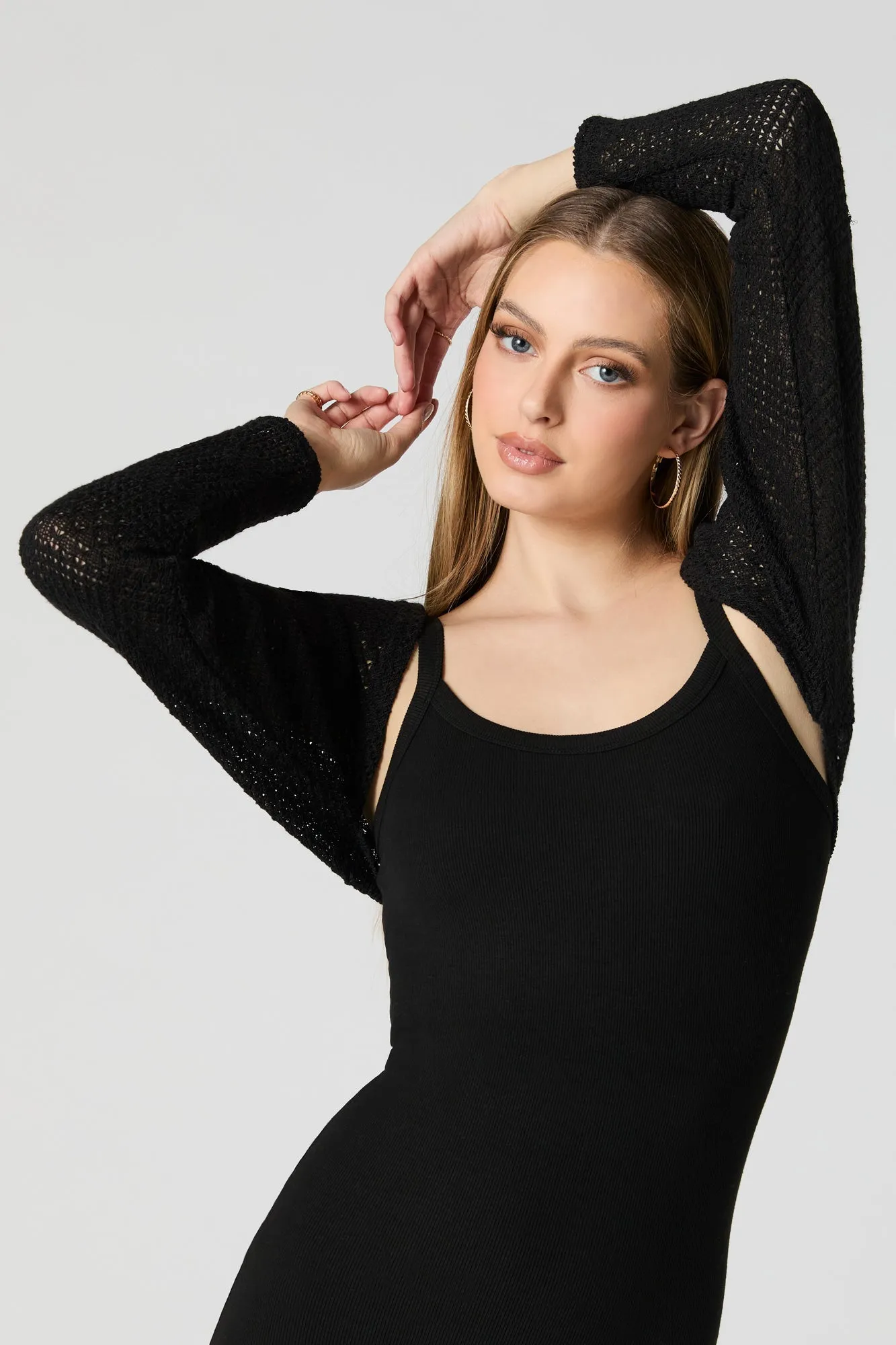 Pointelle Knit Cropped Shrug sold by Charlotte Russe product image thumbnail 4