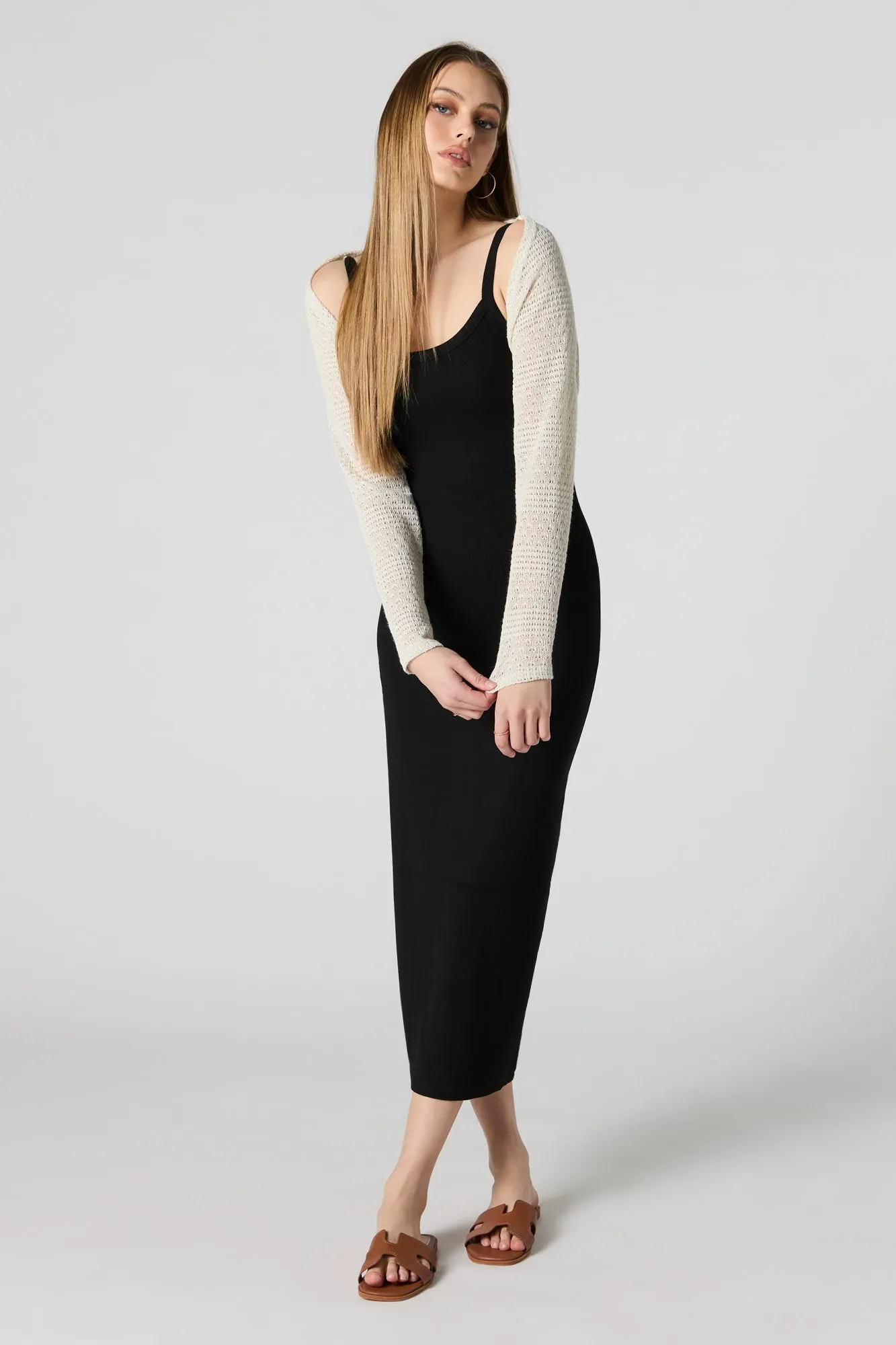 Pointelle Knit Cropped Shrug sold by Charlotte Russe product image thumbnail 3