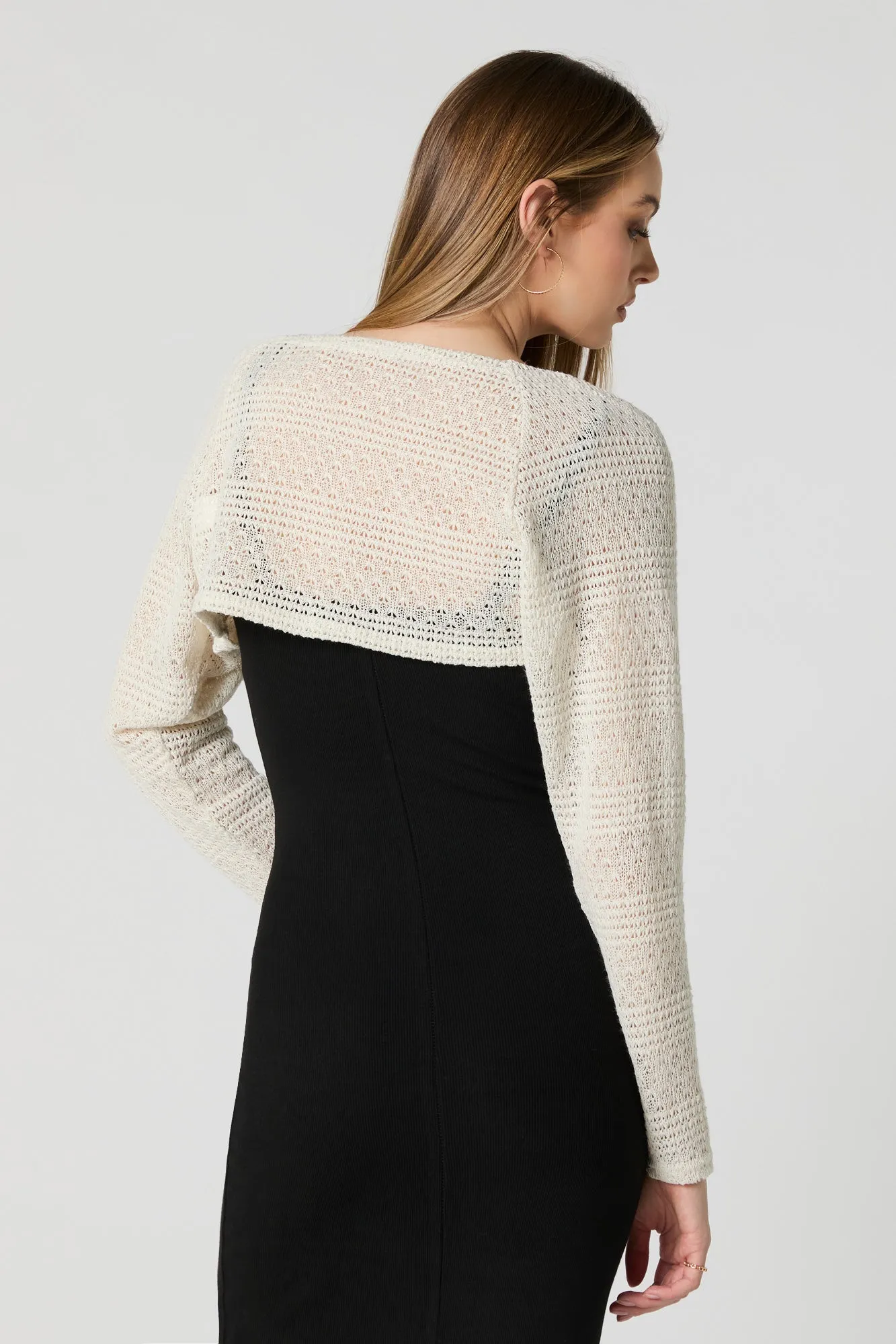 Pointelle Knit Cropped Shrug sold by Charlotte Russe product image thumbnail 2