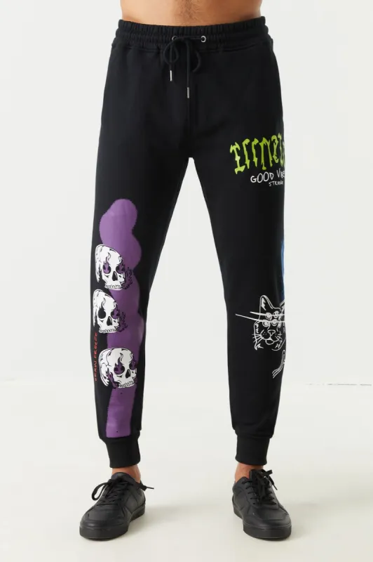 Illusion Graffiti Graphic Jogger sold by Charlotte Russe