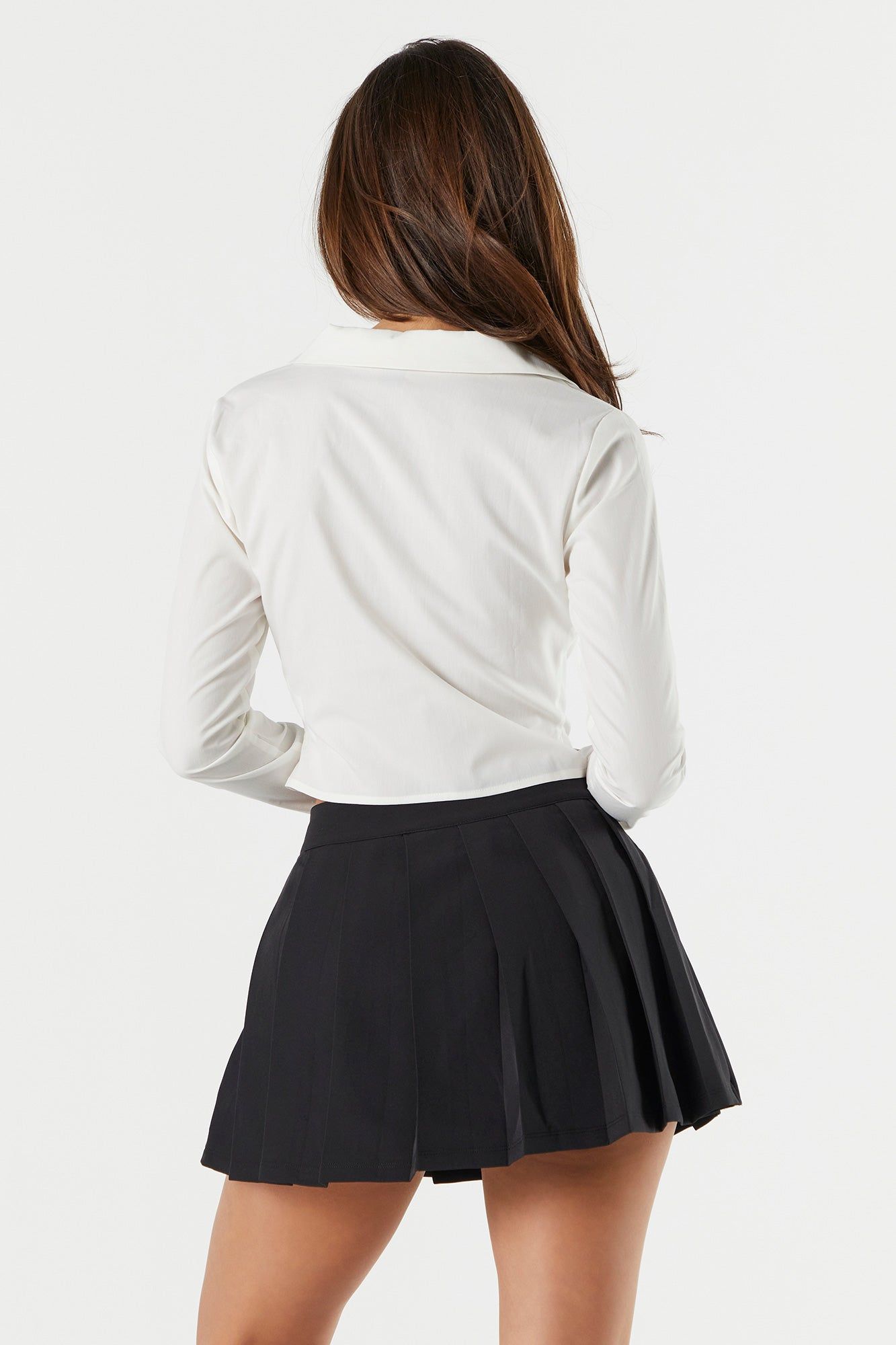 Poplin Collared Zip-Up Top sold by Charlotte Russe product image thumbnail 5