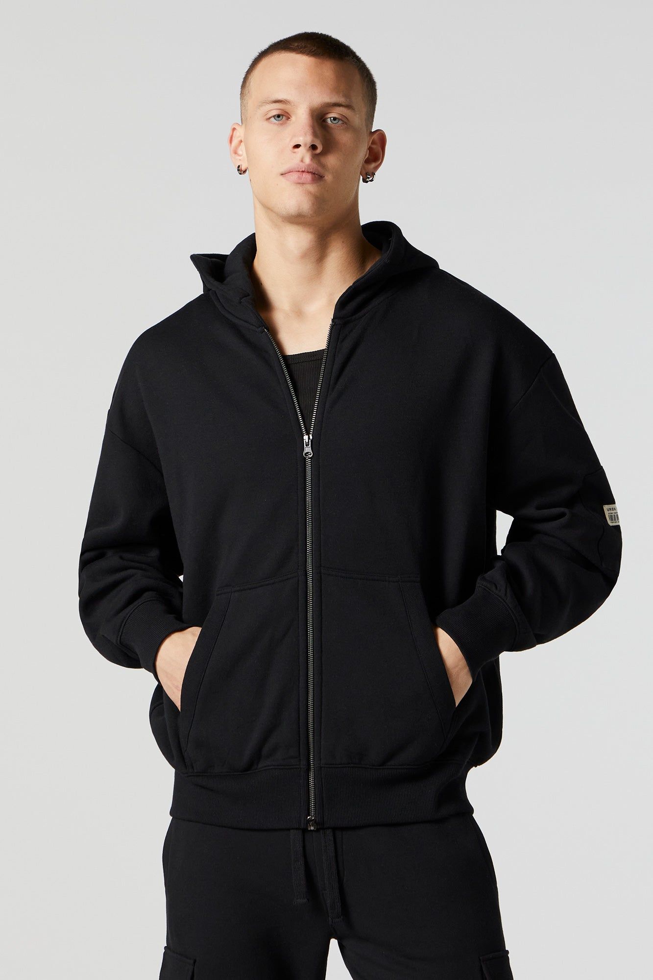 Solid Fleece Zip-Up Hoodie sold by Charlotte Russe product image thumbnail 5