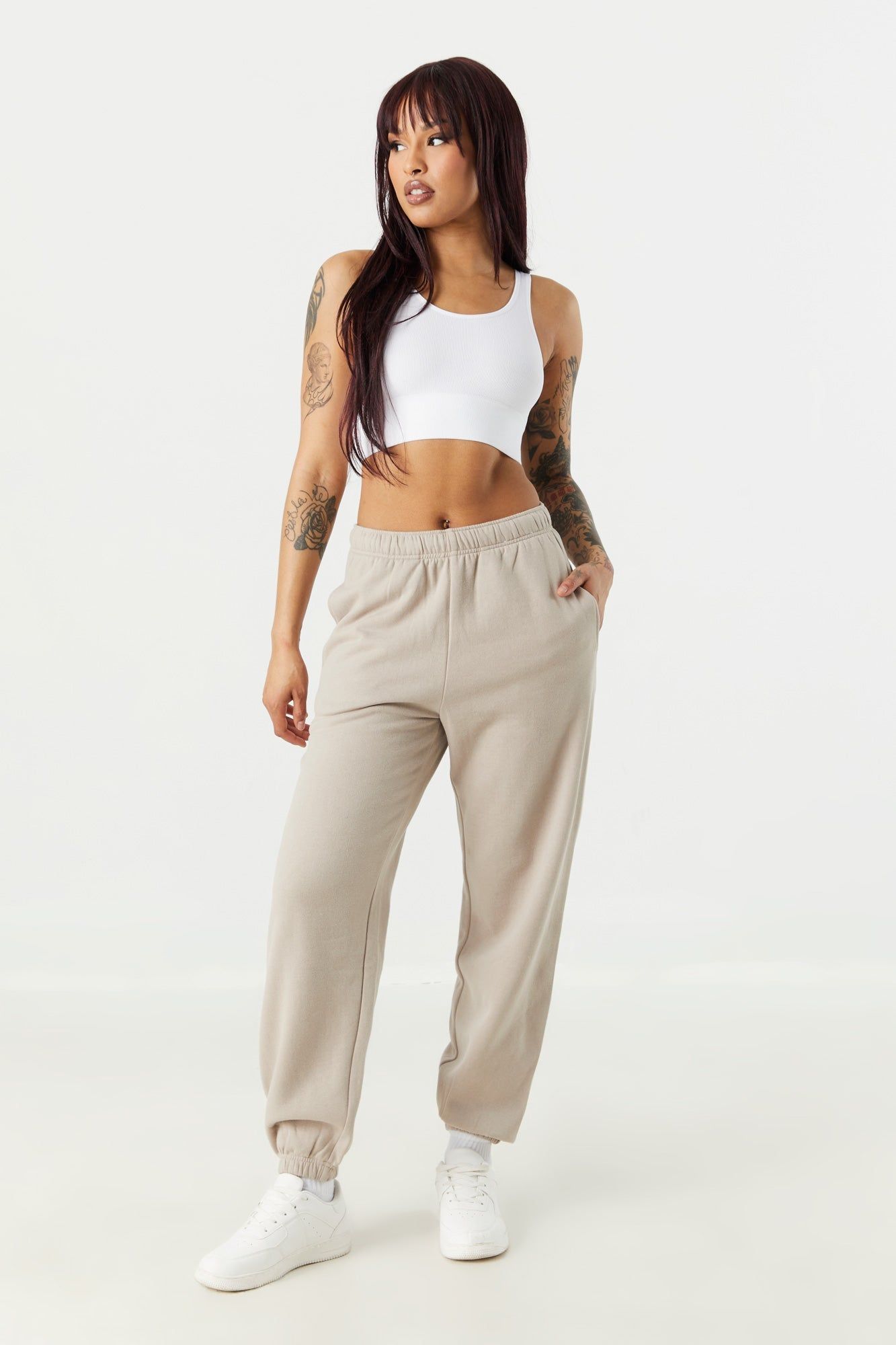 High Rise Boyfriend Fleece Jogger sold by Charlotte Russe product image thumbnail 4