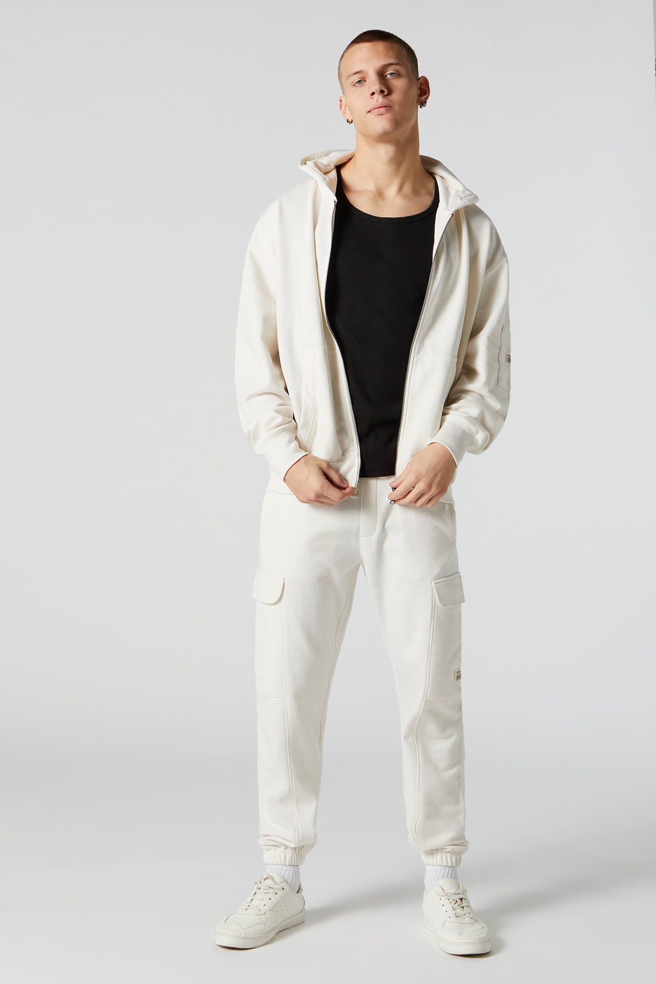 Solid Fleece Zip-Up Hoodie sold by Charlotte Russe product image thumbnail 3