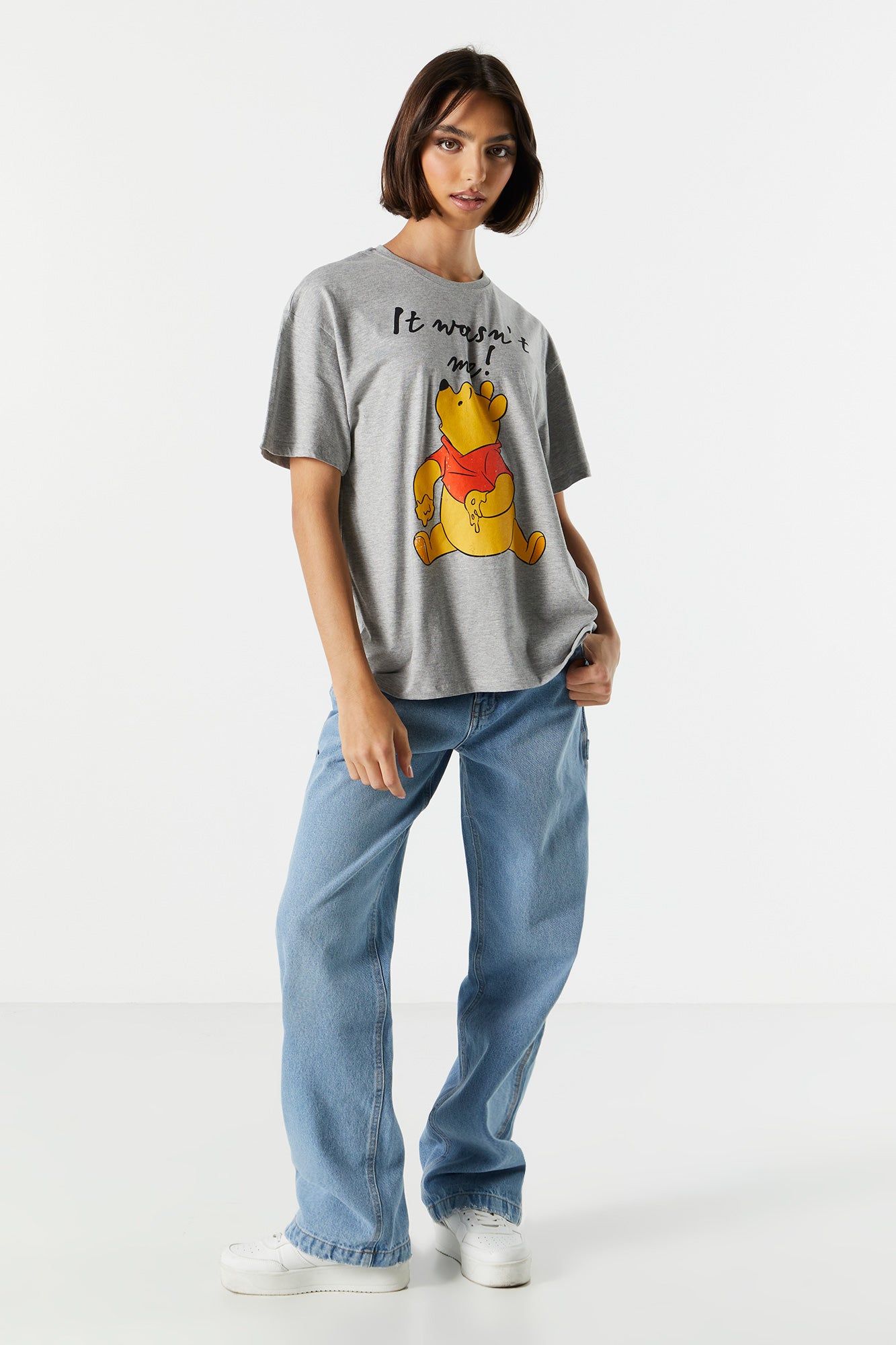 Grey Winnie the Pooh Graphic Boyfriend T-Shirt sold by Charlotte Russe product image thumbnail 3