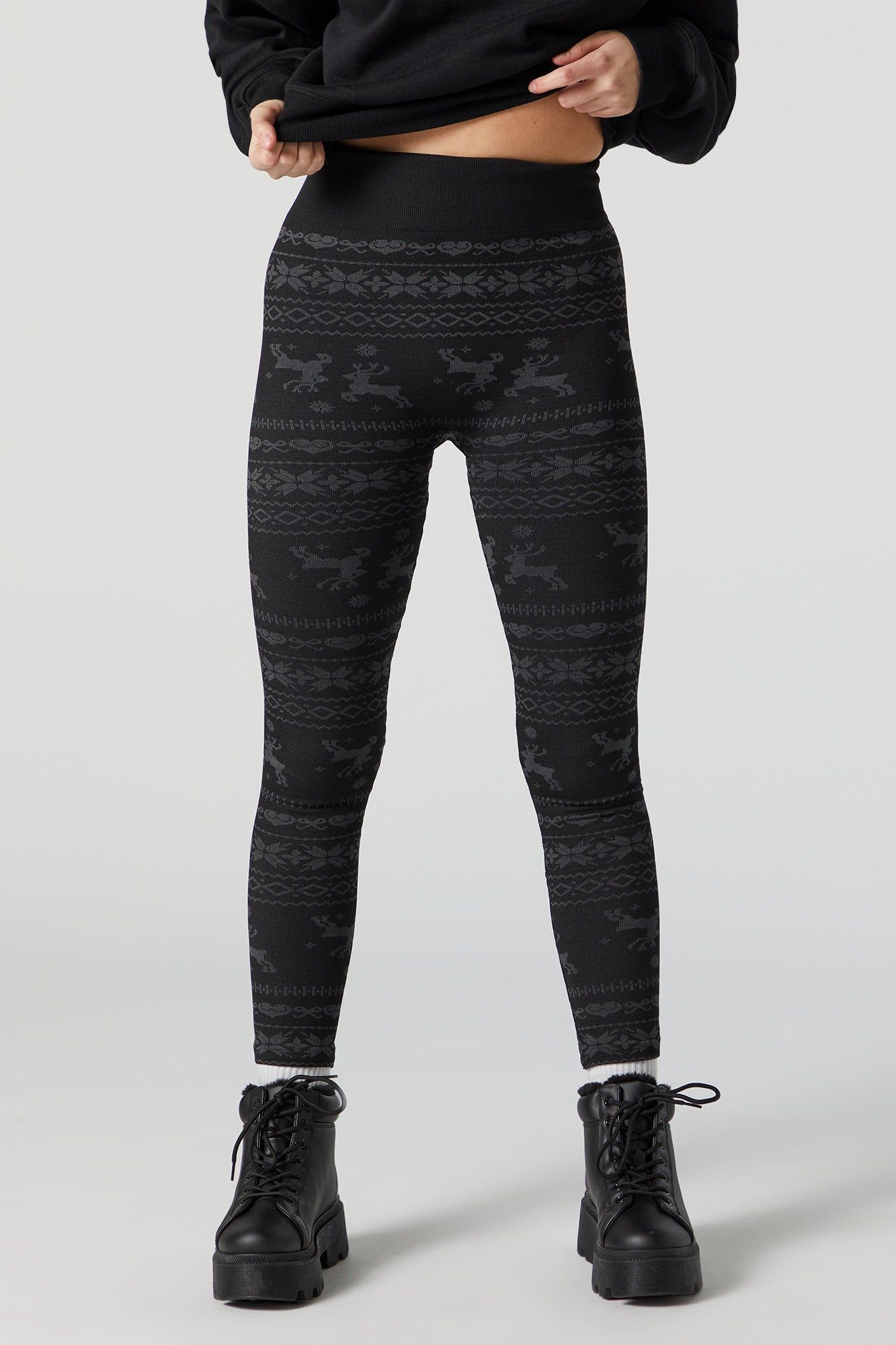 Faux Fur Lined Fairisle Print Legging sold by Charlotte Russe product image thumbnail 5