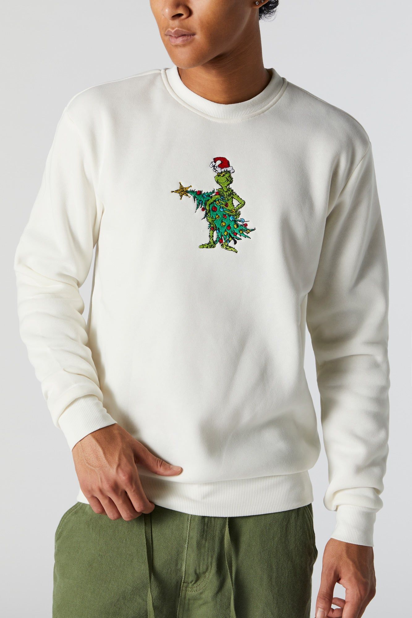 The Grinch Embroidered Fleece Sweatshirt sold by Charlotte Russe product image thumbnail 4