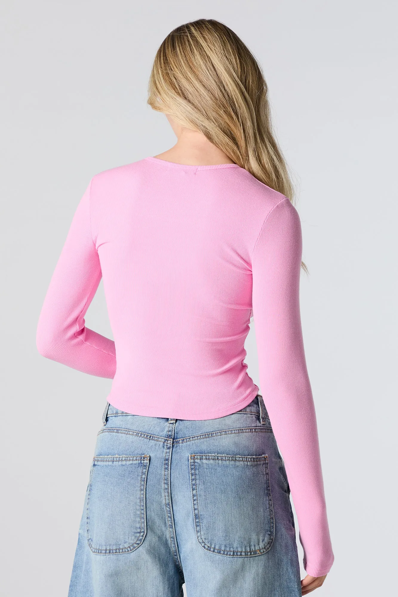 Ribbed Crewneck Long Sleeve Top sold by Charlotte Russe product image thumbnail 2