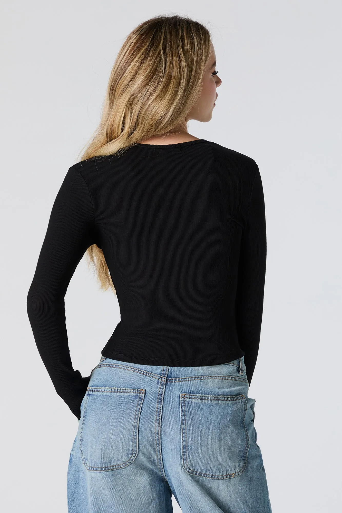 Ribbed Crewneck Long Sleeve Top sold by Charlotte Russe product image thumbnail 5