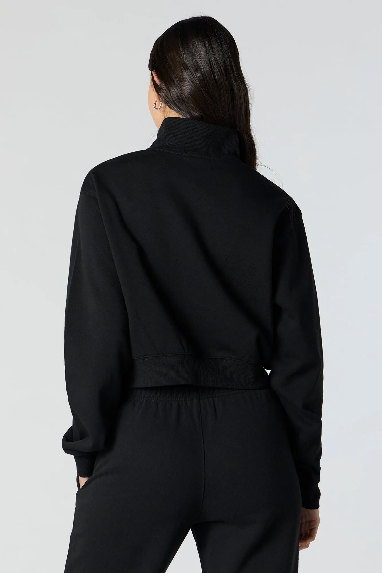 Embroidered Half Zip Fleece Sweatshirt sold by Charlotte Russe product image thumbnail 5