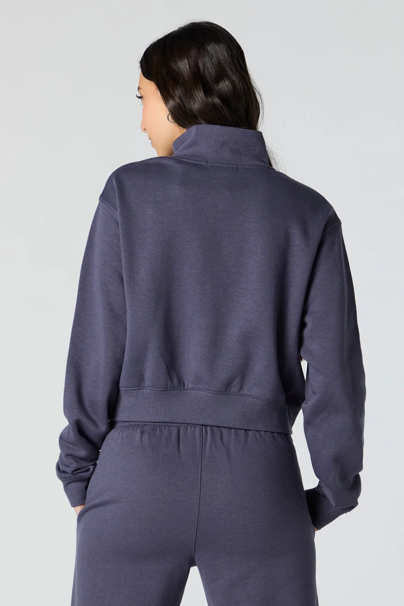 Embroidered Half Zip Fleece Sweatshirt sold by Charlotte Russe product image thumbnail 2