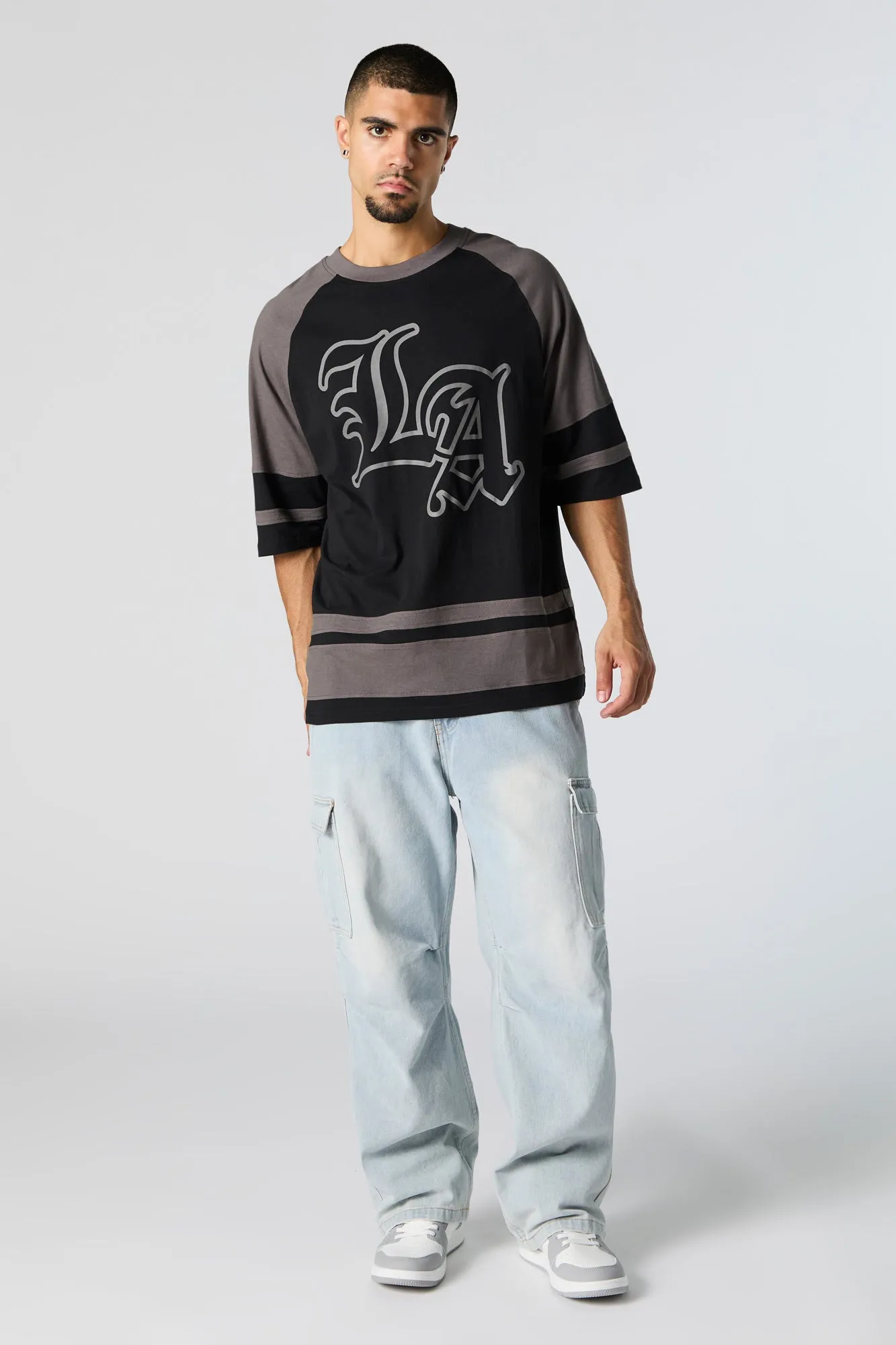 LA Graphic Colourblock Relaxed T-Shirt sold by Charlotte Russe product image thumbnail 3