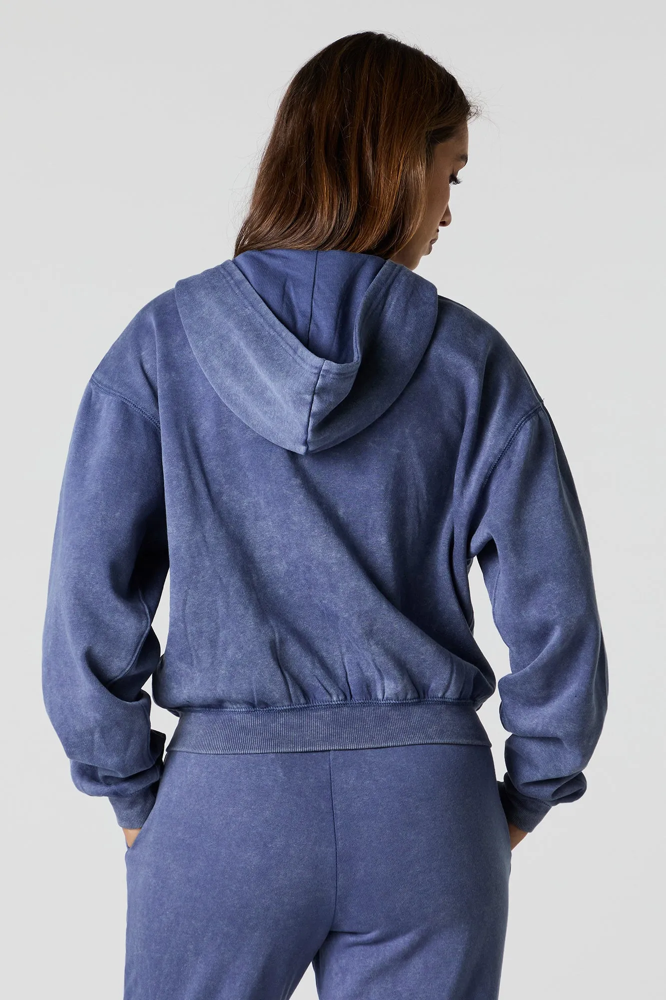Washed Fleece Zip-Up Hoodie sold by Charlotte Russe product image thumbnail 2