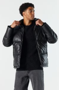 Faux Leather Hooded Puffer Jacket sold by Charlotte Russe