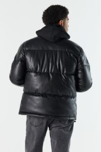 Faux Leather Hooded Puffer Jacket sold by Charlotte Russe