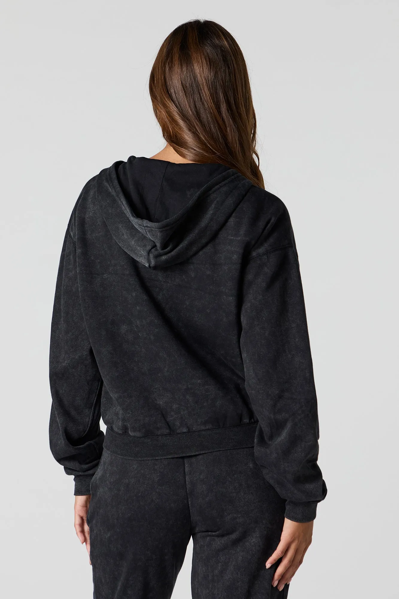 Washed Fleece Zip-Up Hoodie sold by Charlotte Russe product image thumbnail 5