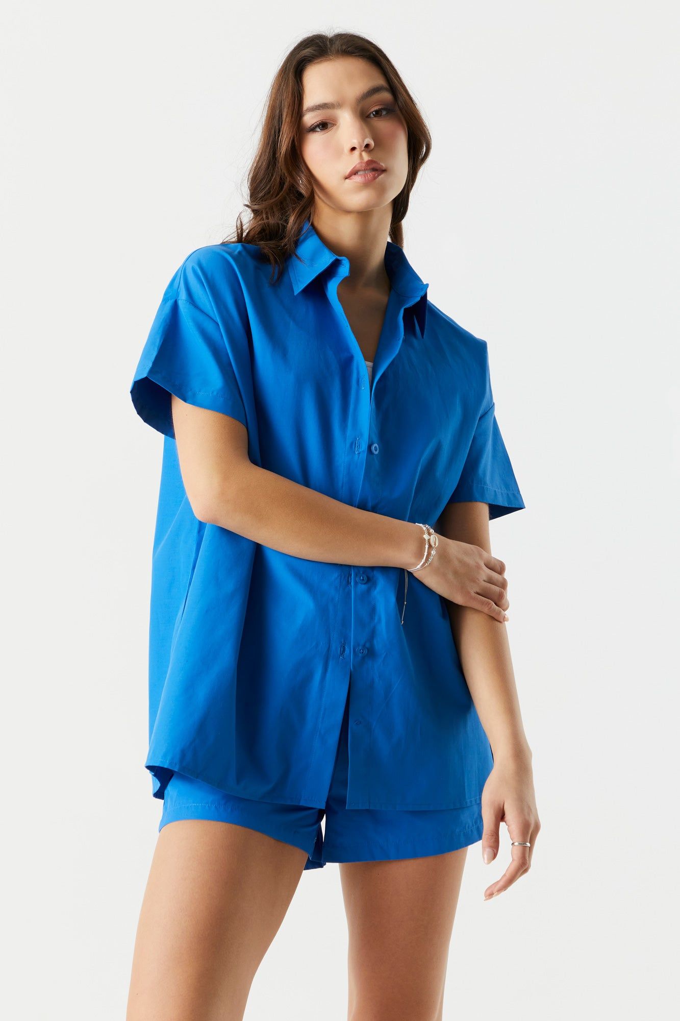 Poplin Oversized Button-Up Top sold by Charlotte Russe product image thumbnail 4
