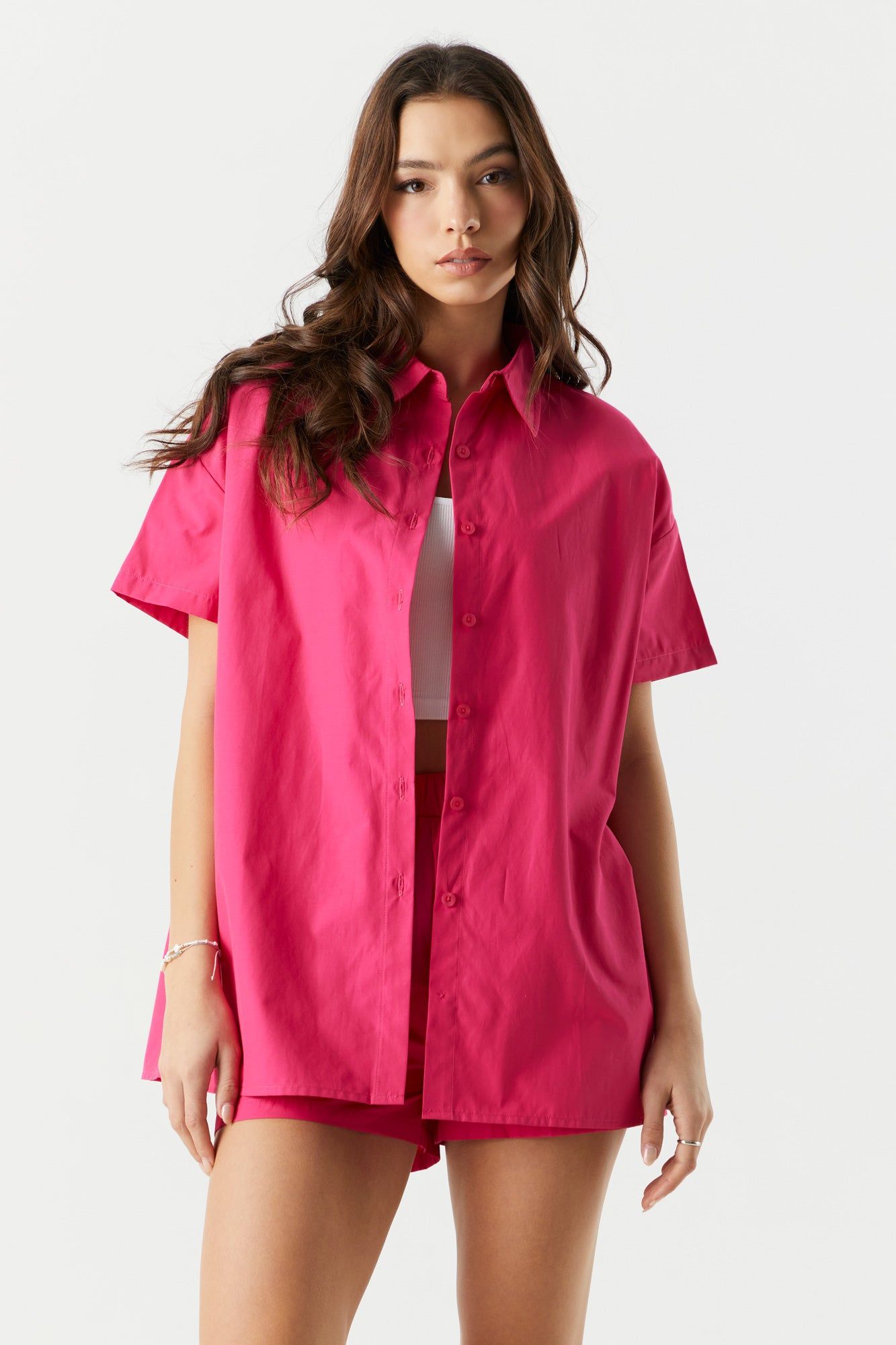 Poplin Oversized Button-Up Top sold by Charlotte Russe product image thumbnail 7