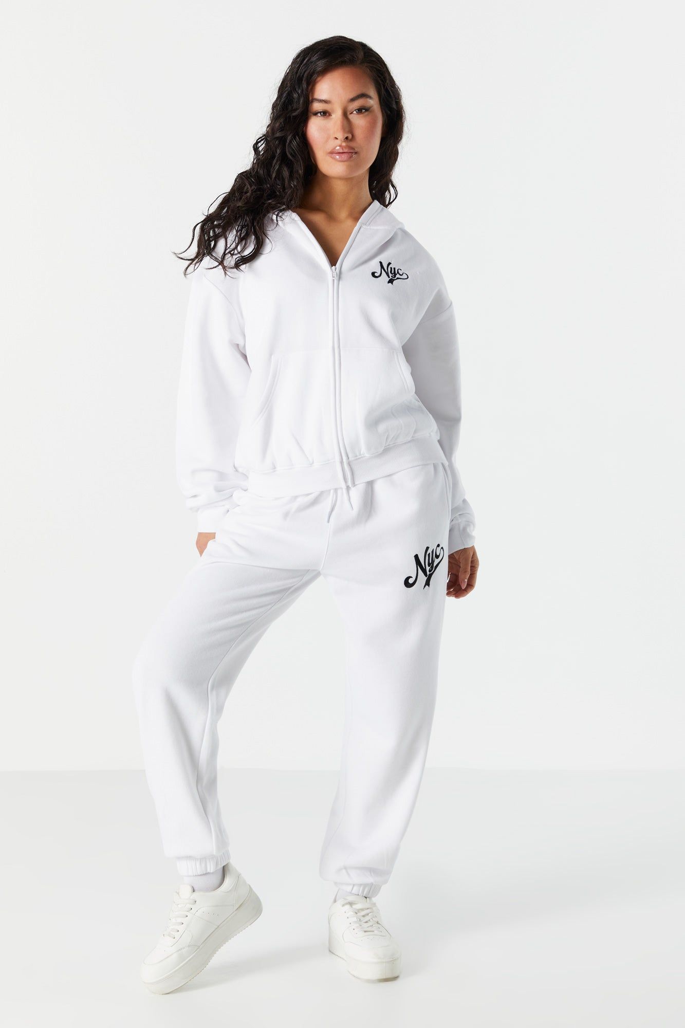 NYC Embroidered Zip Up Varsity Hoodie sold by Charlotte Russe product image thumbnail 3