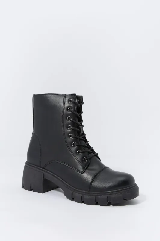Faux Leather Lace Up Boot sold by Charlotte Russe