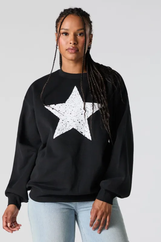 Speckled Star Graphic Sweatshirt sold by Charlotte Russe